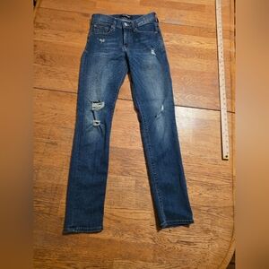 Skinny Distressed Cropped Mid Rise Express Jeans